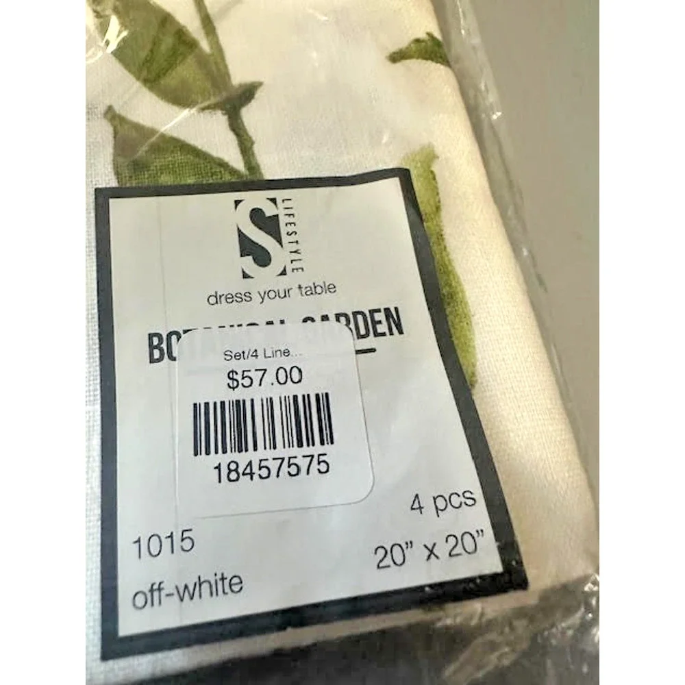 NWT Saro Lifestyle Botanical Garden 100% Linen Table Runner & 8 Napkins Floral S